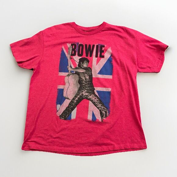 David Bowie Tee Shirt Men's Size XL Red Retro Band Rock British - Picture 2 of 8
